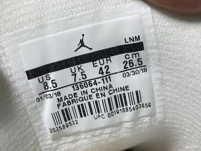 Rep TBK 3 136064-111 White Retro Triple Jordan Air 0610